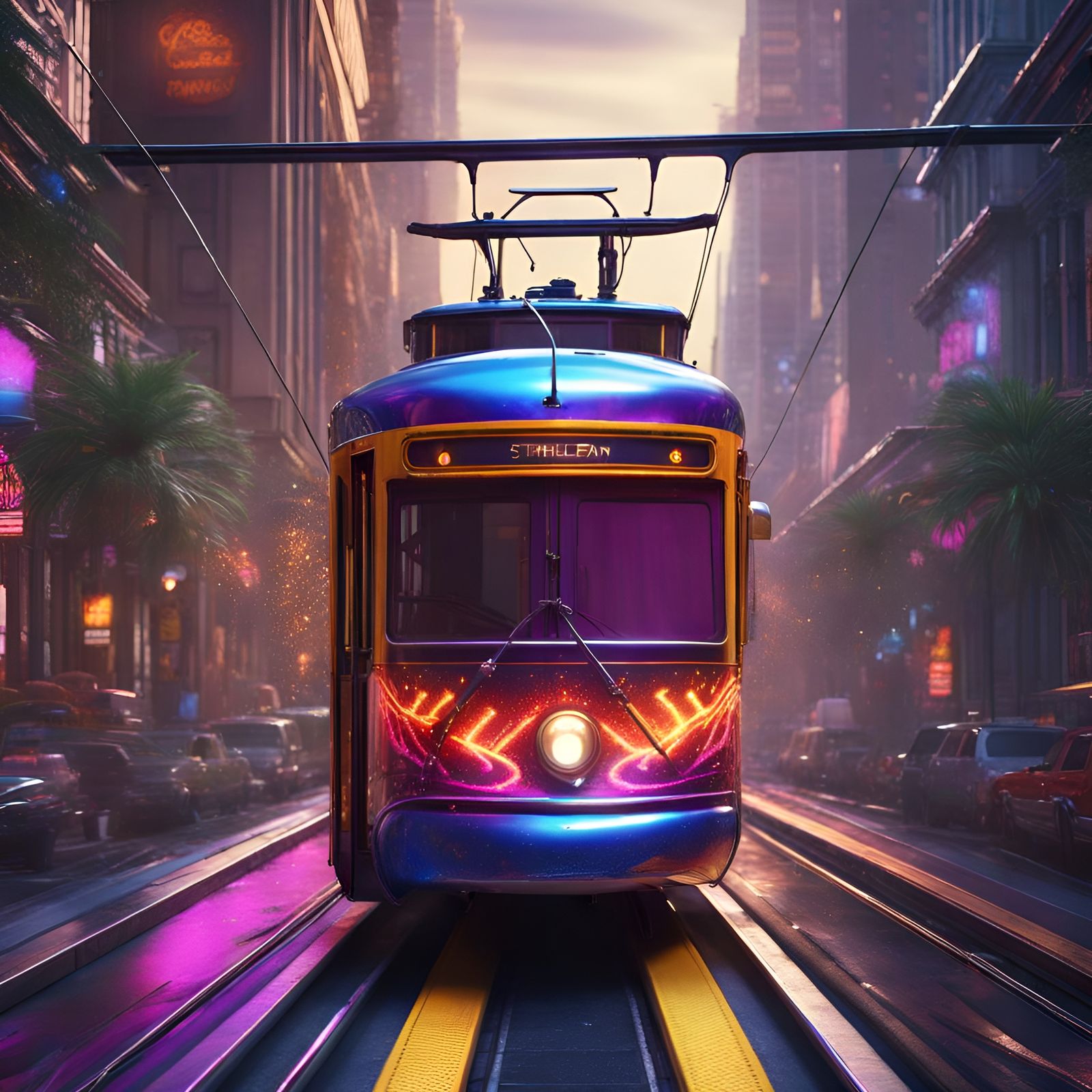 Rock and Roll Streetcar in Detailed Matte Painting
