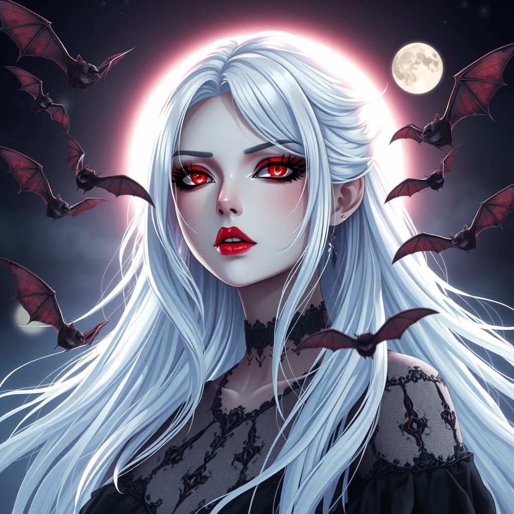 Ethereal Vampire Maiden in Dark Fantasy Aesthetic