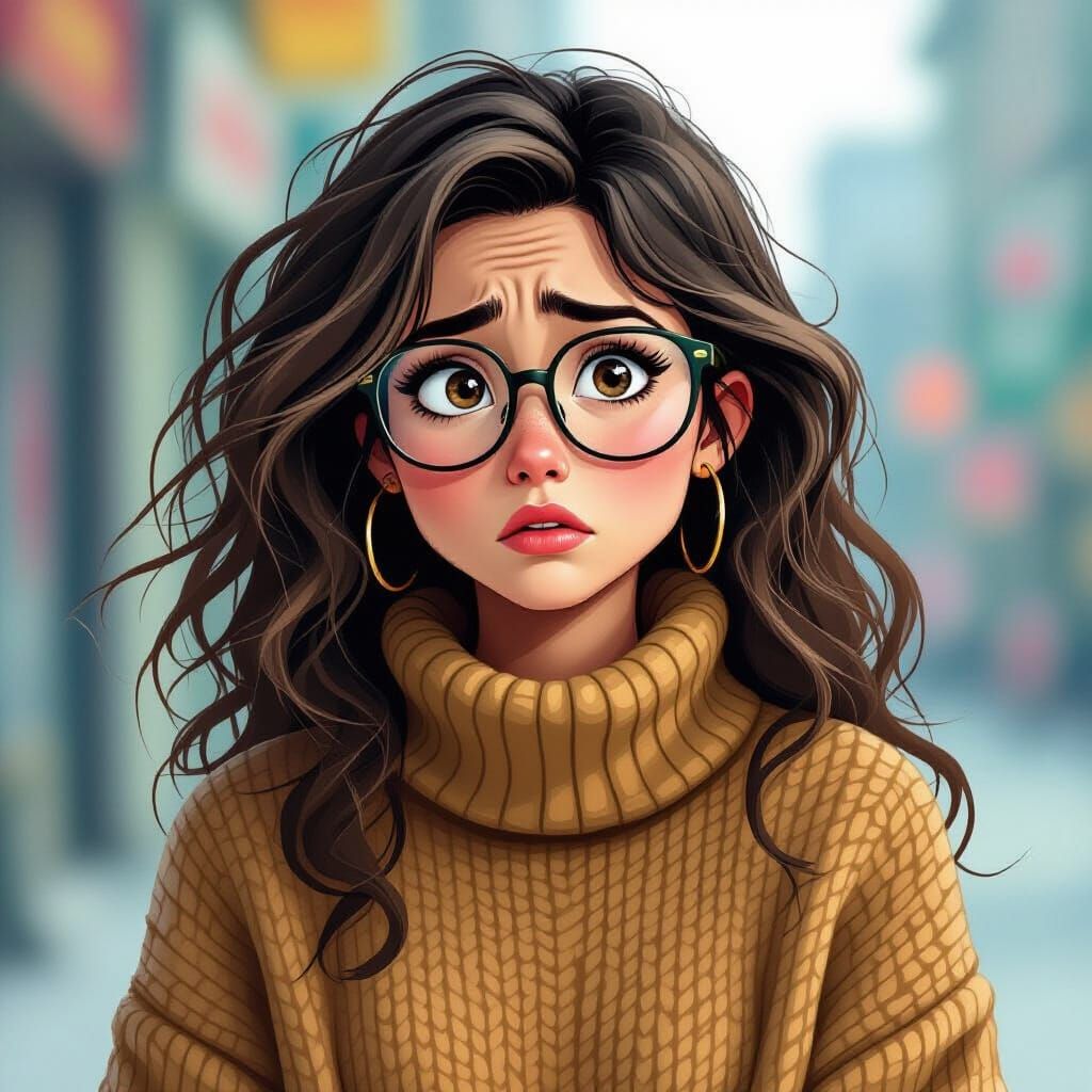 Nerdy Teen in Cyberpunk Style with Unattractive Features