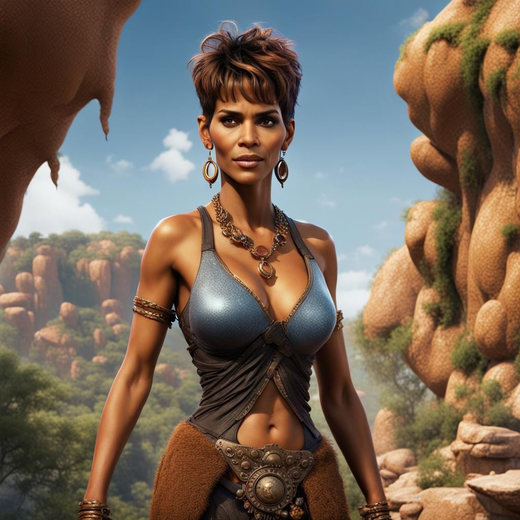 Halle Berry as Flintstones Character in Digital Art
