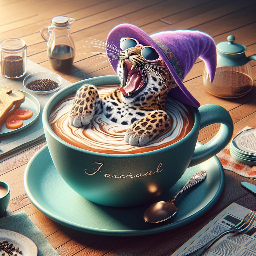 Sleepy Leopard's Coffee Bath: A CGI Matte Painting
