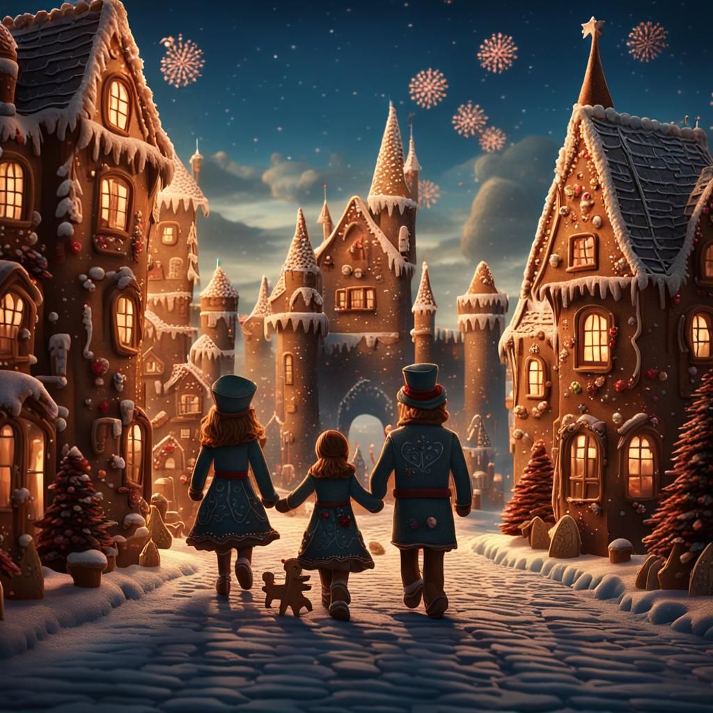 Gingerbread Couple in a Candy Town