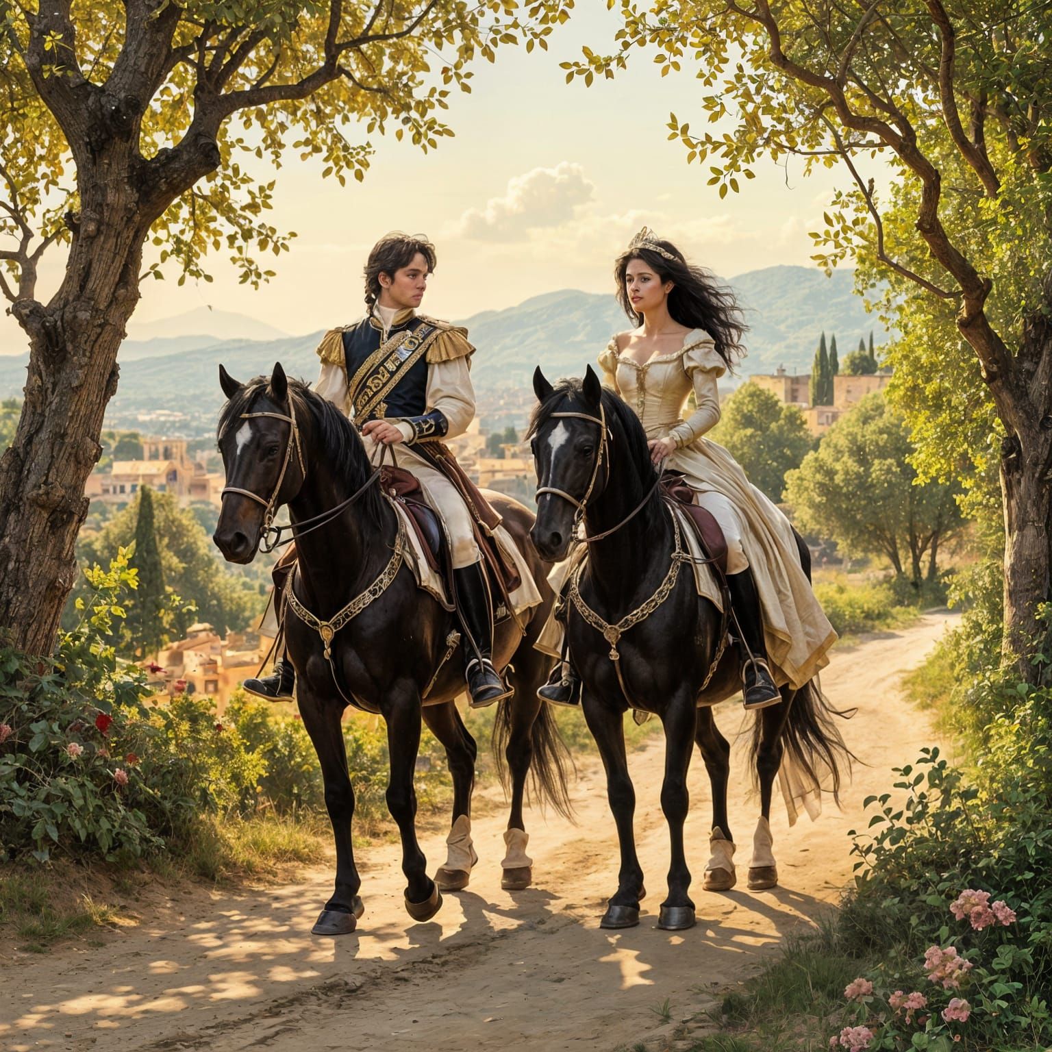 Prince and Princess on Horseback in Cagliari Park