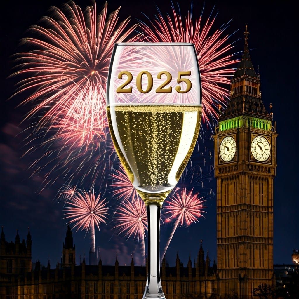 Champagne Glass at Big Ben Fireworks