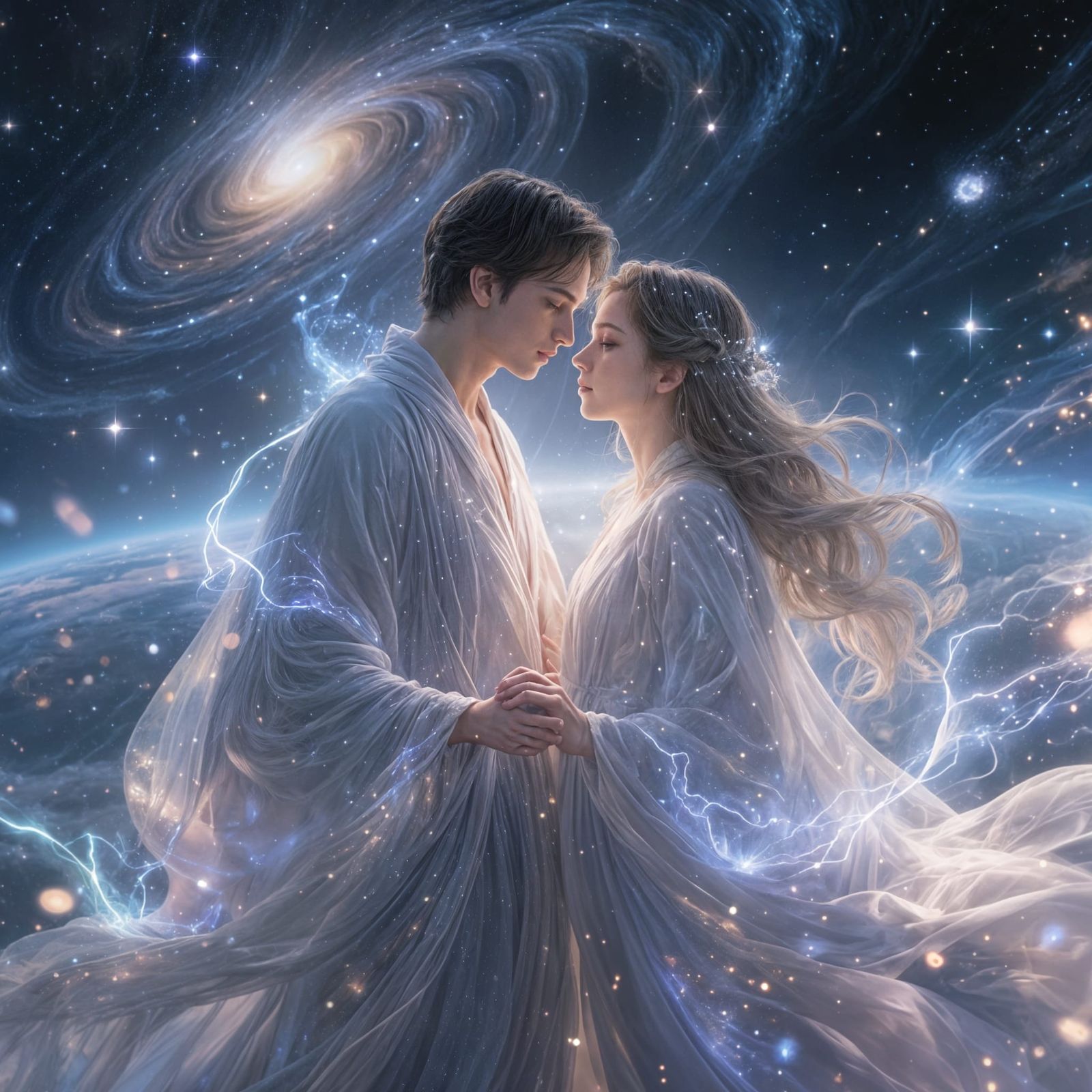 Loving Couple in Celestial Embrace