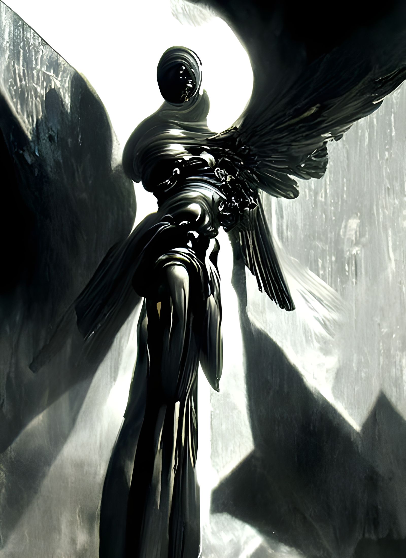 Sinister Guardian Angel in Arid Wasteland