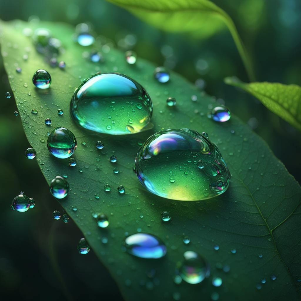 Iridescence + dewdrops