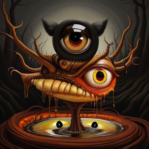 Creepy Animal with Eyes, Lowbrow Digital Art