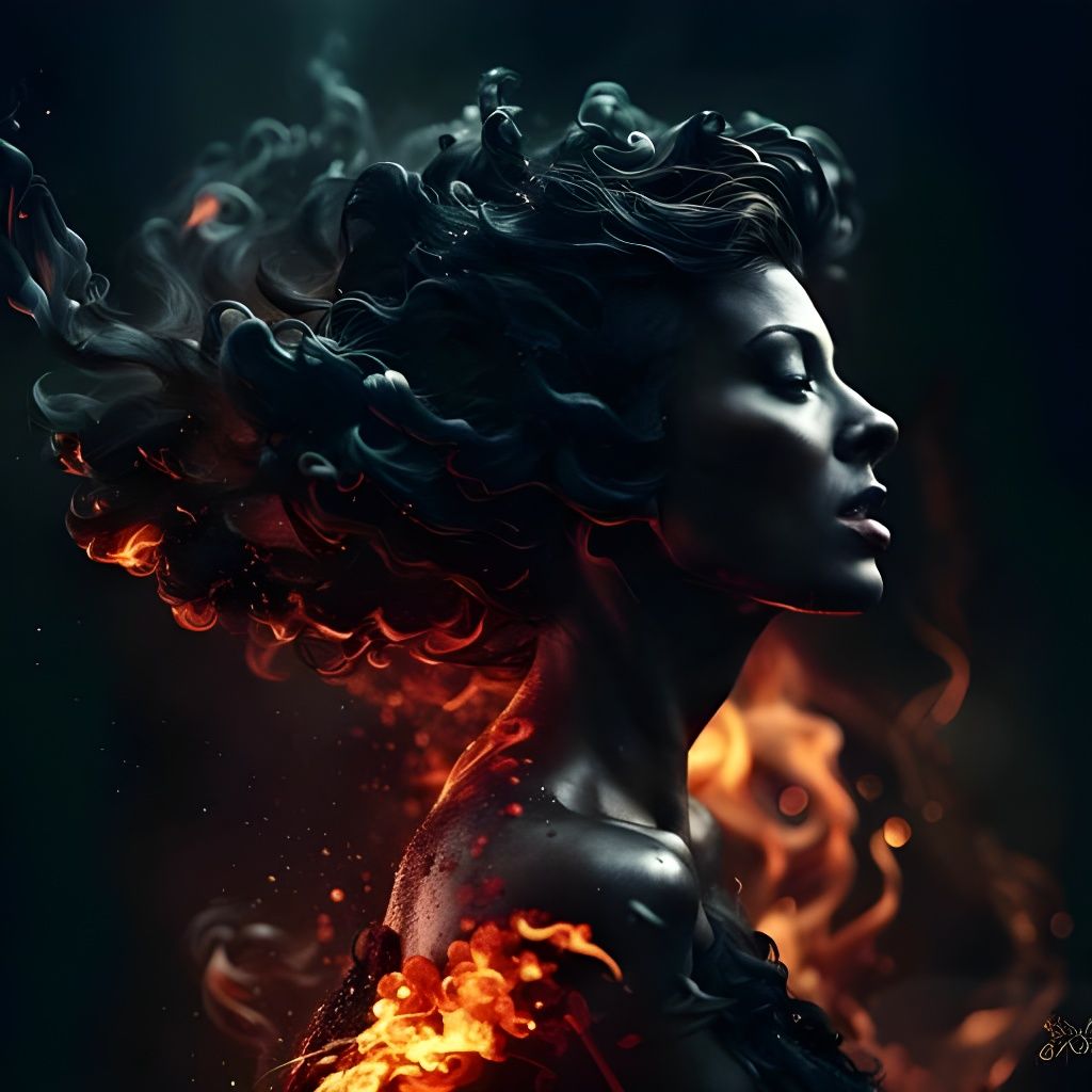 Sinister Flaming Tornado in Dark Fantasy Style