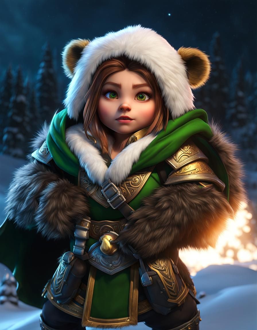 Warcraft Dwarf Warrior in Winter Landscape, 8K