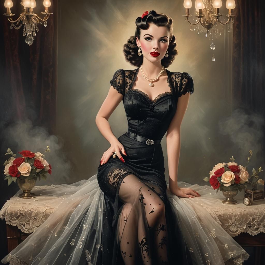 Vintage Hollywood Glamour in Ethereal Fantasy Style