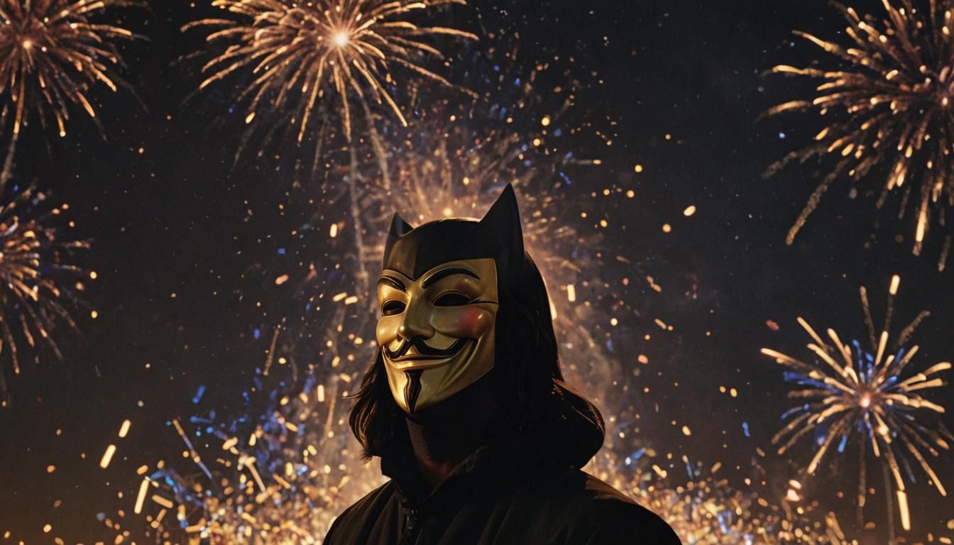 Persian Superhero in V for Vendetta Mask