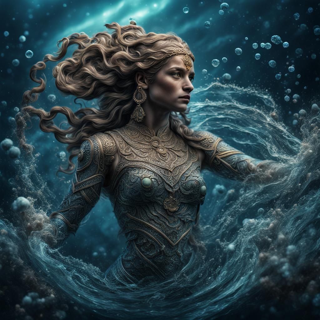 Hyperrealistic Female Aquarius Portrait