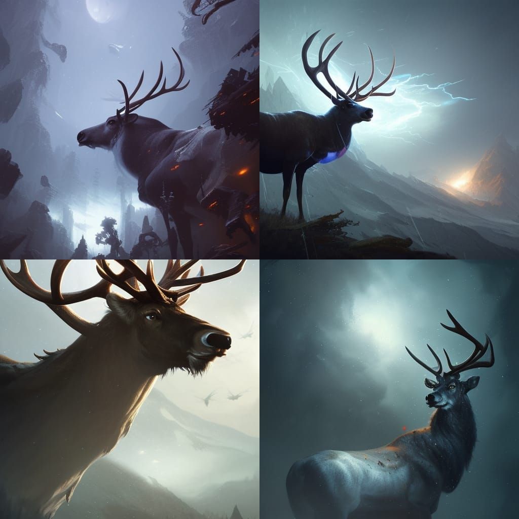 Cosmic Caribou: Dark Fantasy Concept Art