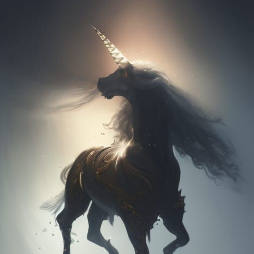 Unicorn Knight in Dark Fantasy Style