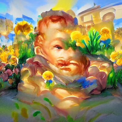 Impressionist Flowerbeds in Gouache Style