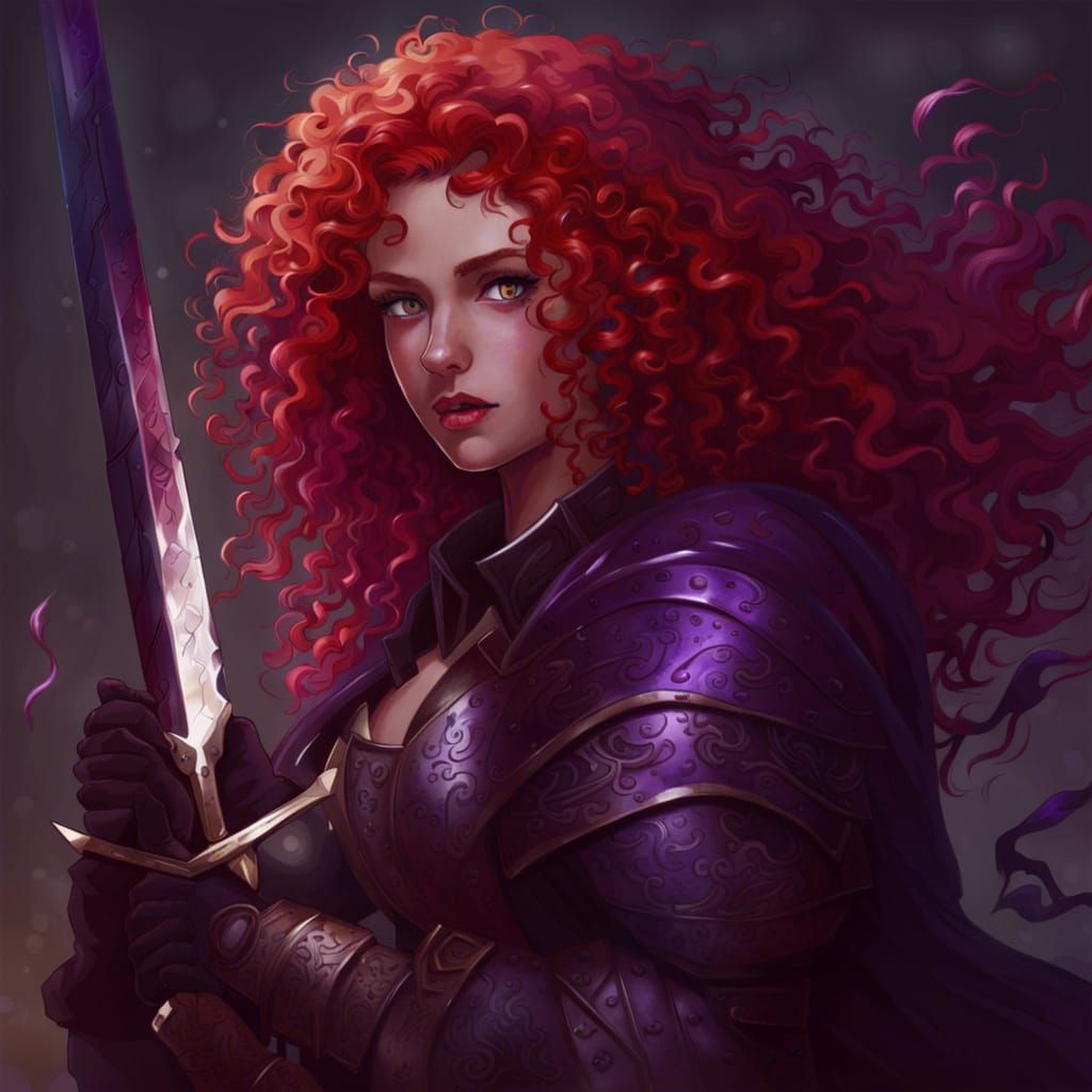 Dangerous Red-Haired Knight with Sword