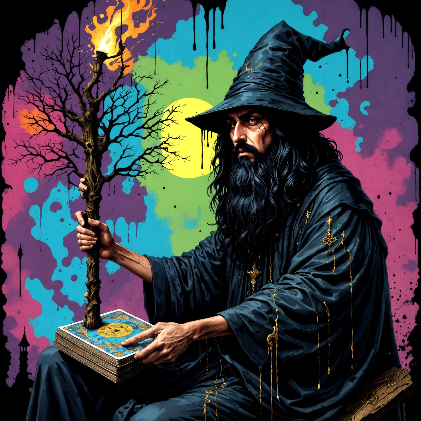 Wizard with grimoire