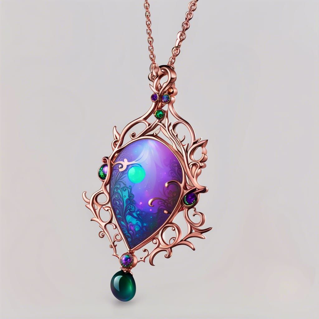 Ethereal gothic rose gold necklace with purple opal pendant ...