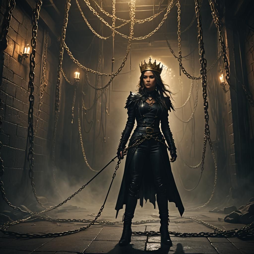 Dominant Woman in Dungeon: Dark Fantasy Matte Painting