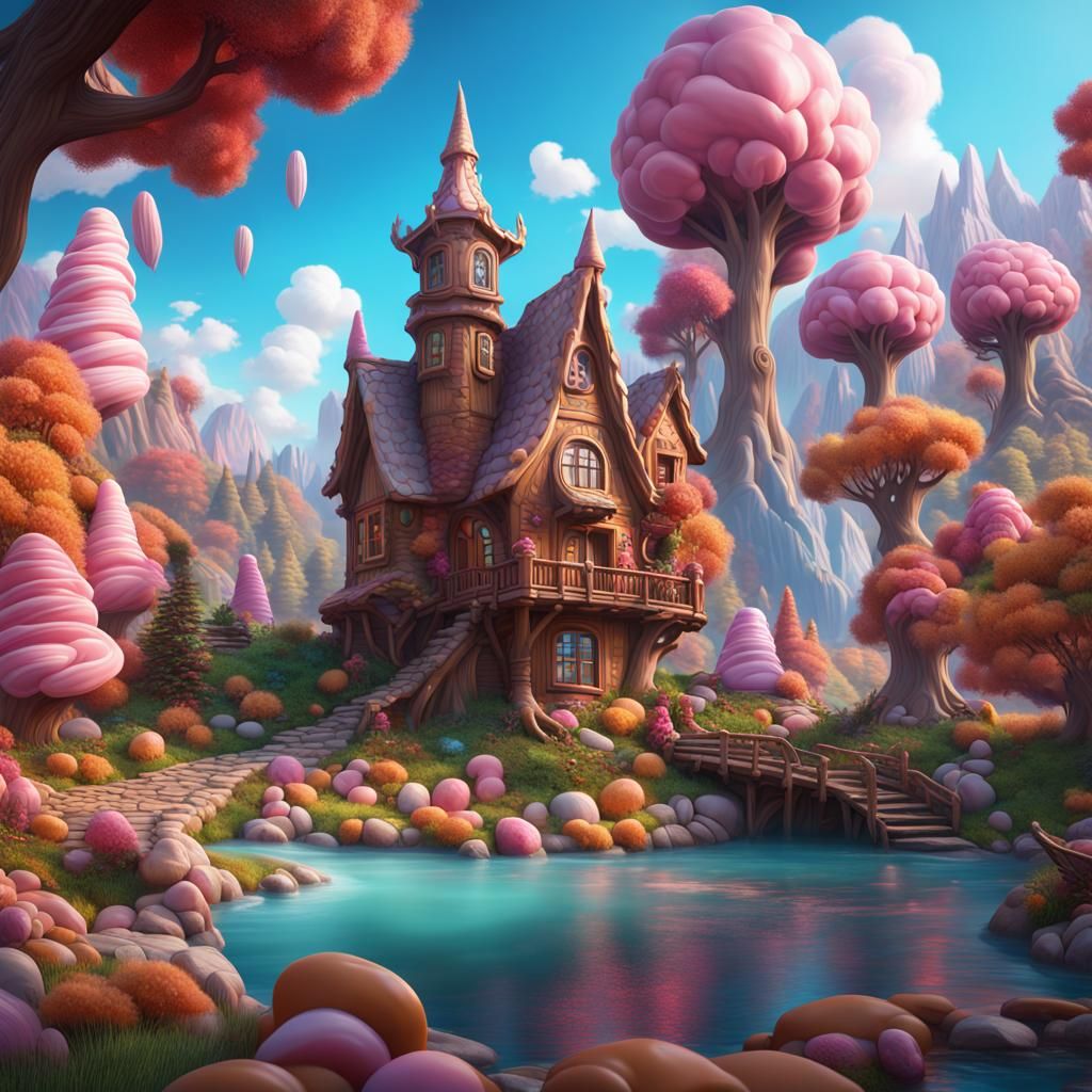 Sweet Candy Land with Gingerbread House