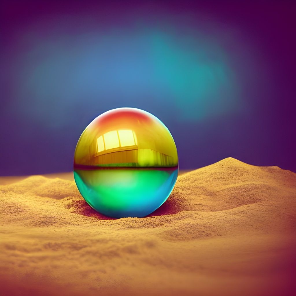 Colorful Stained Glass Orb in Surreal Landscape