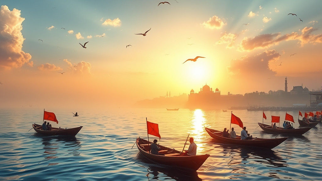 Triveni Sangam Confluence in Dreamlike Digital Art