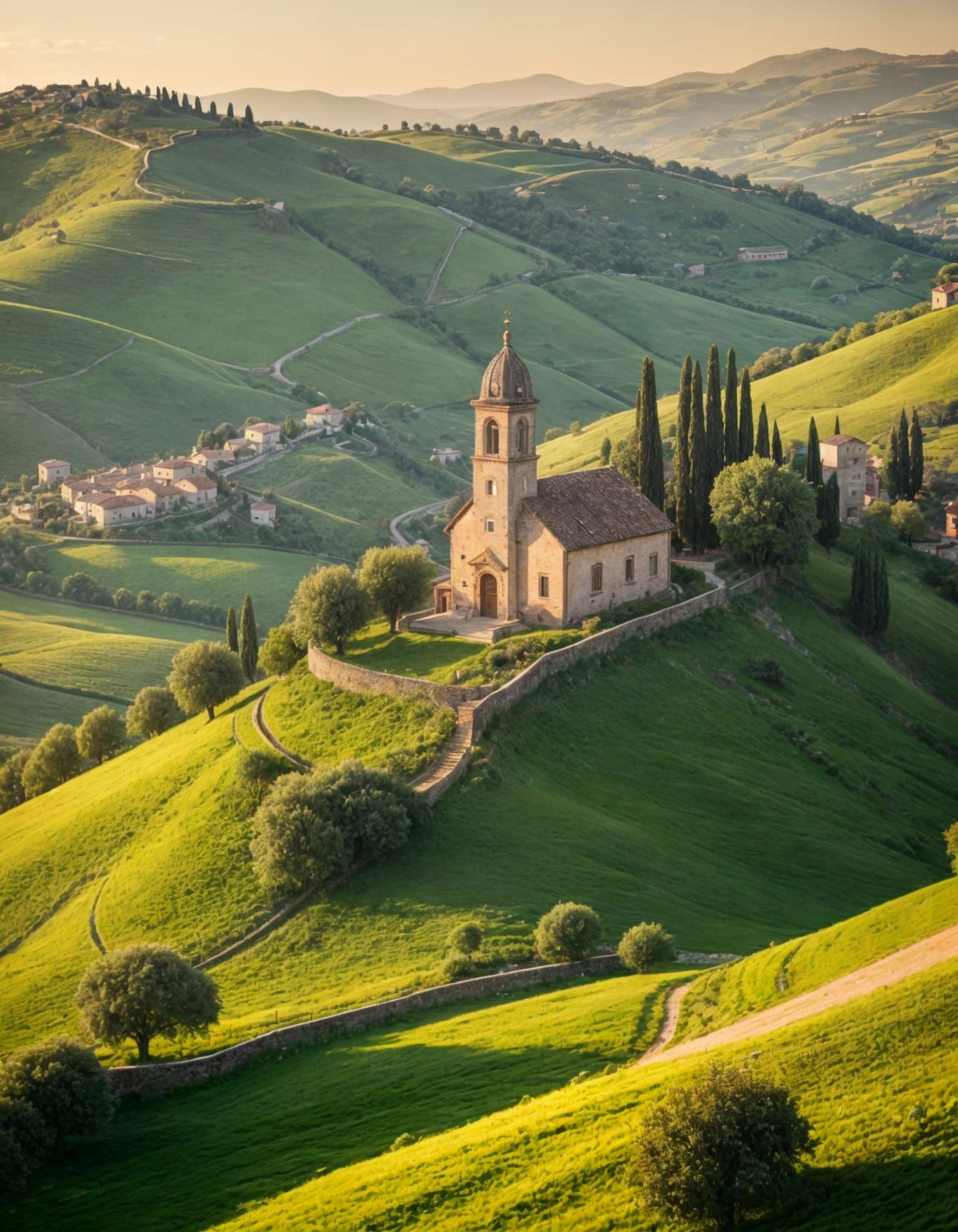 Serene Church Amidst Lush Green Hills