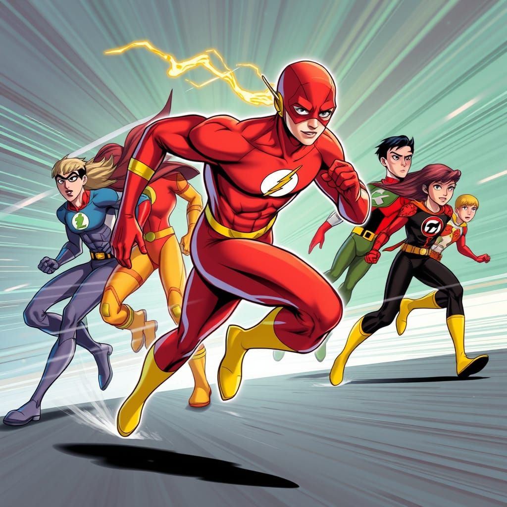 Kid Flash and Teen Titans in Dynamic Action