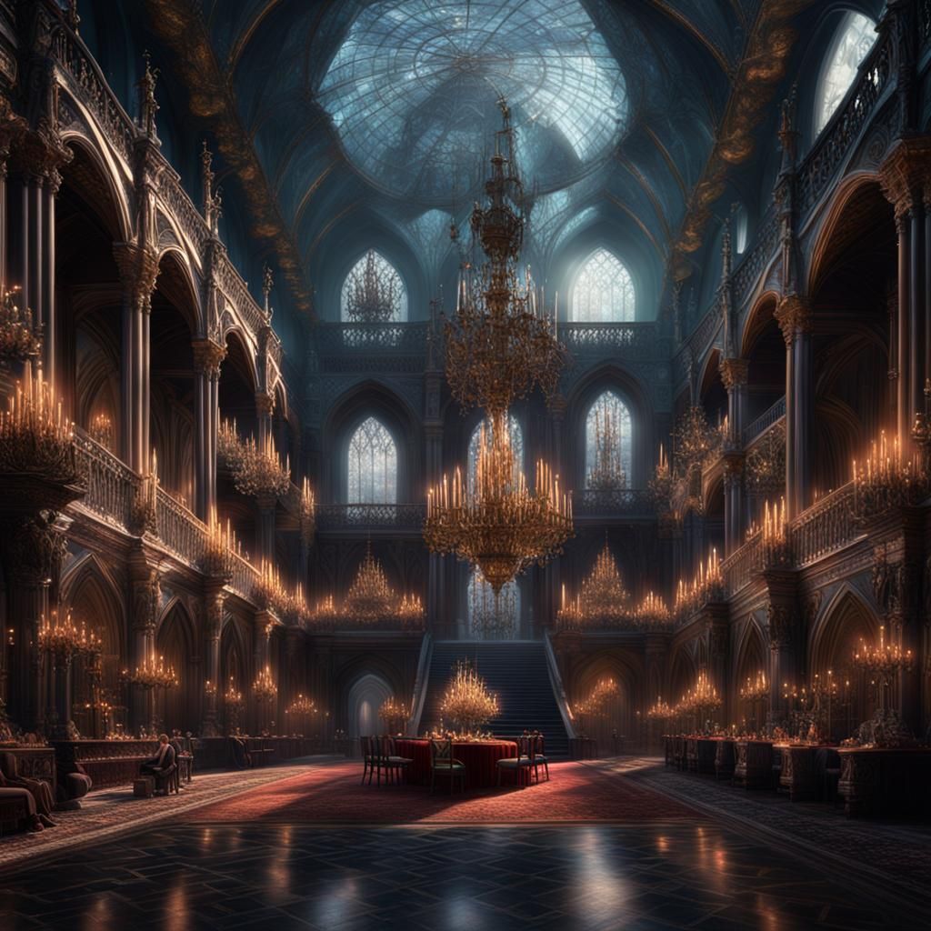 Gothic Palace Party: Dramatic Digital Matte Painting
