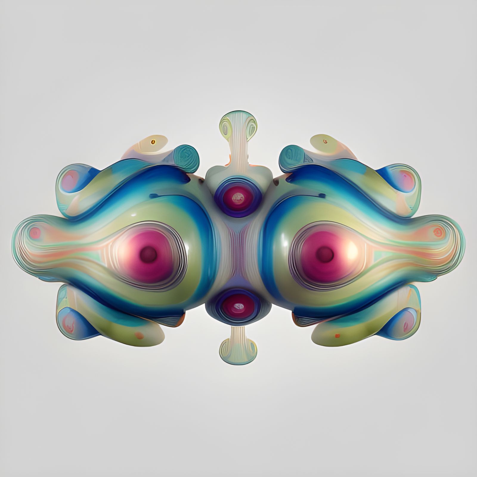 Brain-Shaped Spaceship in Art Deco Style