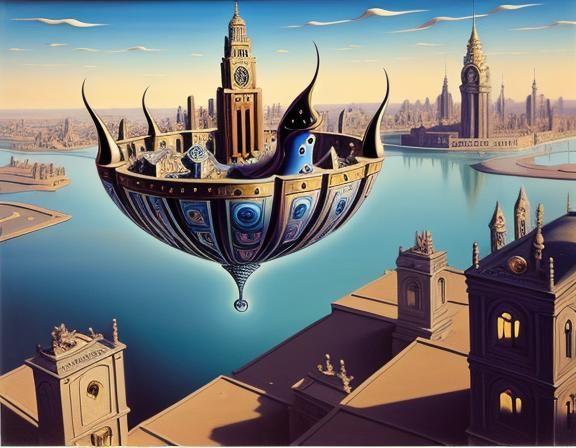 Surreal Floating City by Salvador Dali