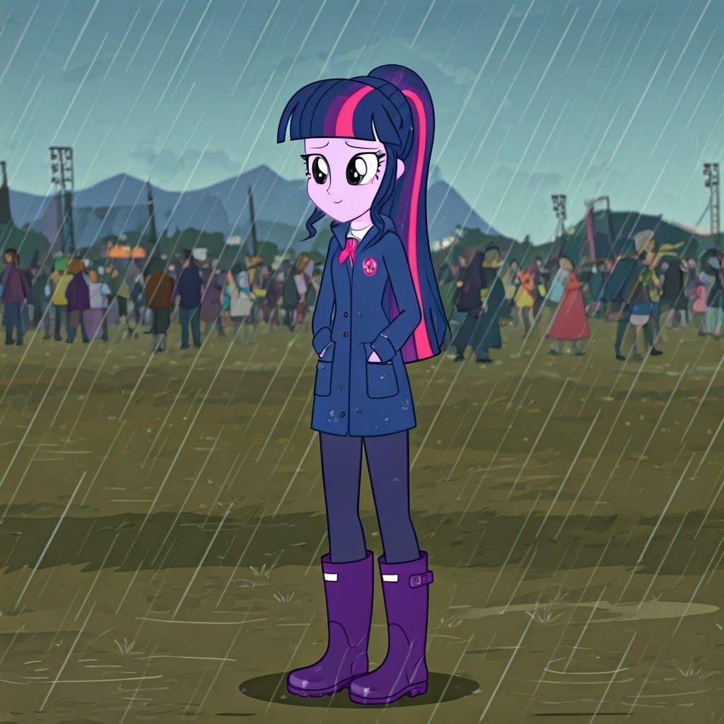 Princess Twilight Sparkle at a Rainy Music Festival