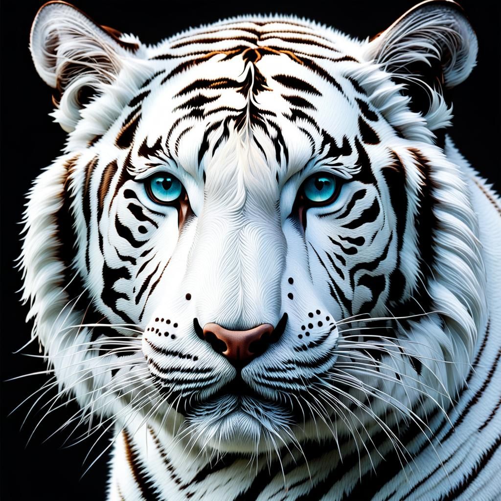 Abstract White Tiger Made of Iridescent Soap Bubbles