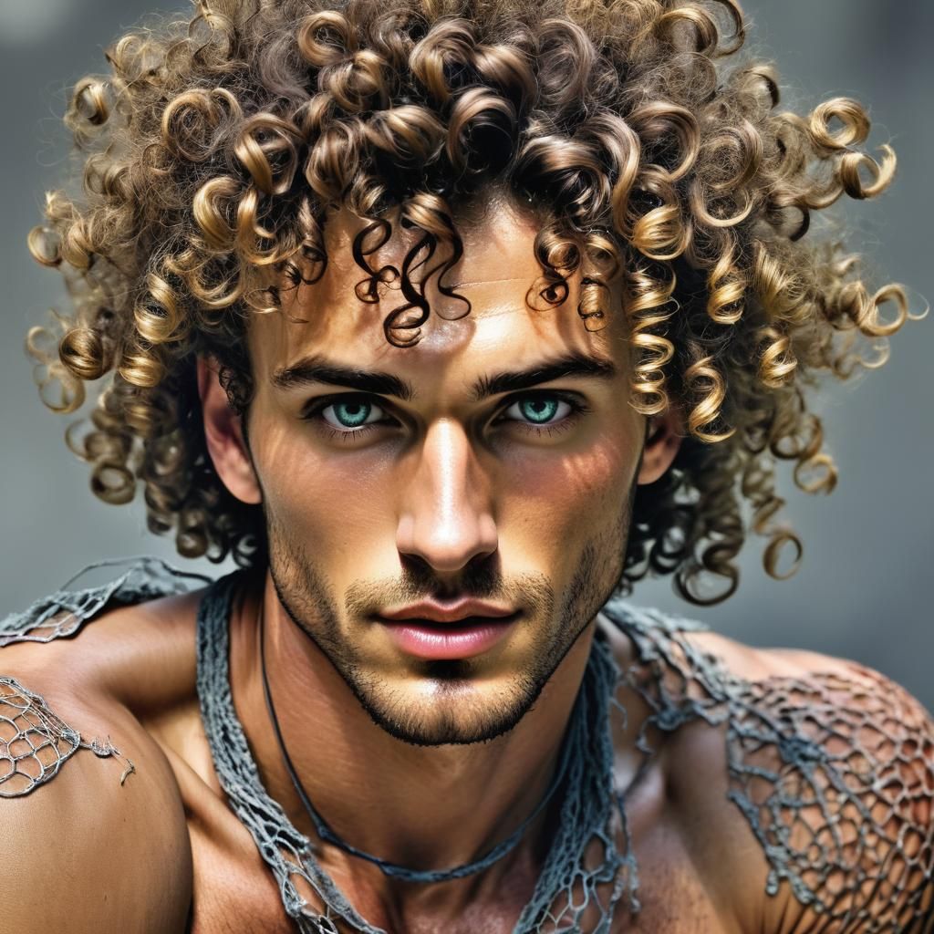 Gorgeous Handsome Model with Chiseled Features and Ragged Cl...
