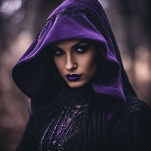 Gothic Dark Princess in Purple Hood