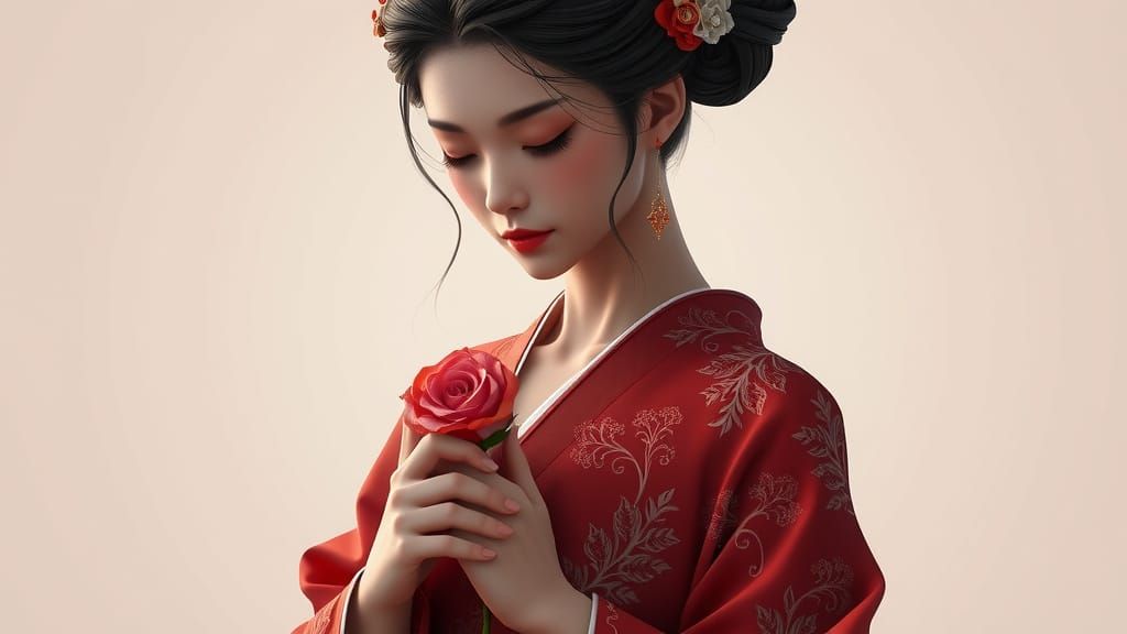 Serene Goddess of Tranquility in Elegant Attire