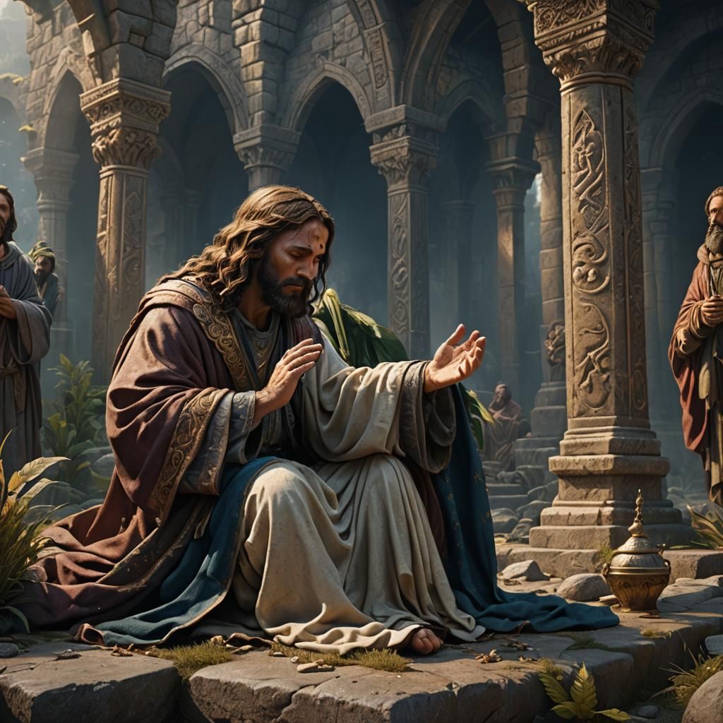 Jesus Praying: Detailed Matte Painting