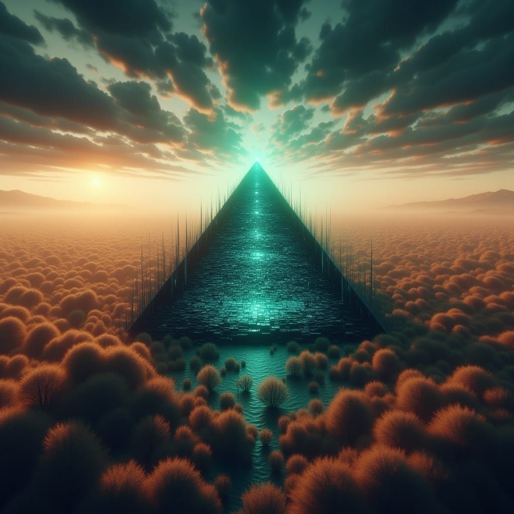 Triangle Landscape with Digital Glitch Effect