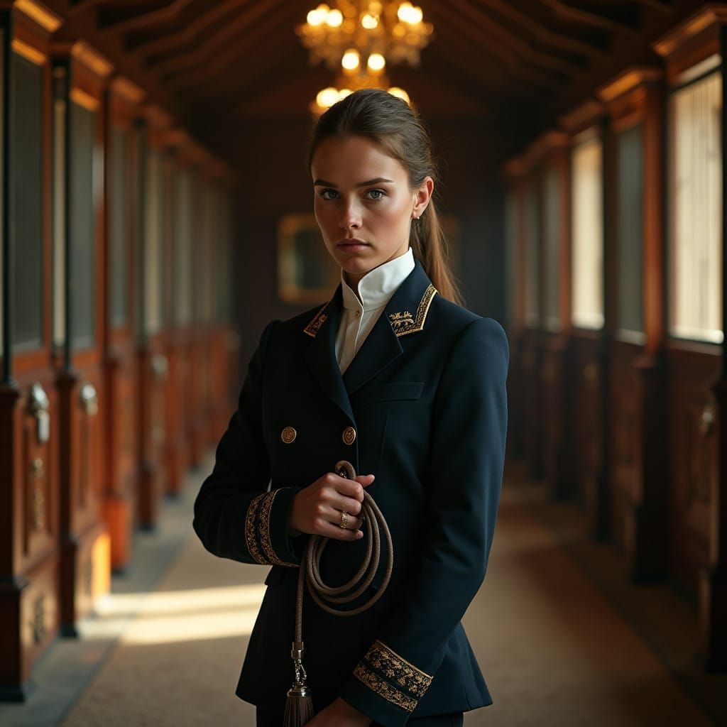Elegant Equestrian in Luxurious Stable Setting