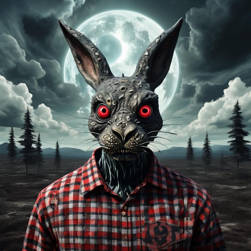 Surreal Rabbit Monster in Dramatic Sky