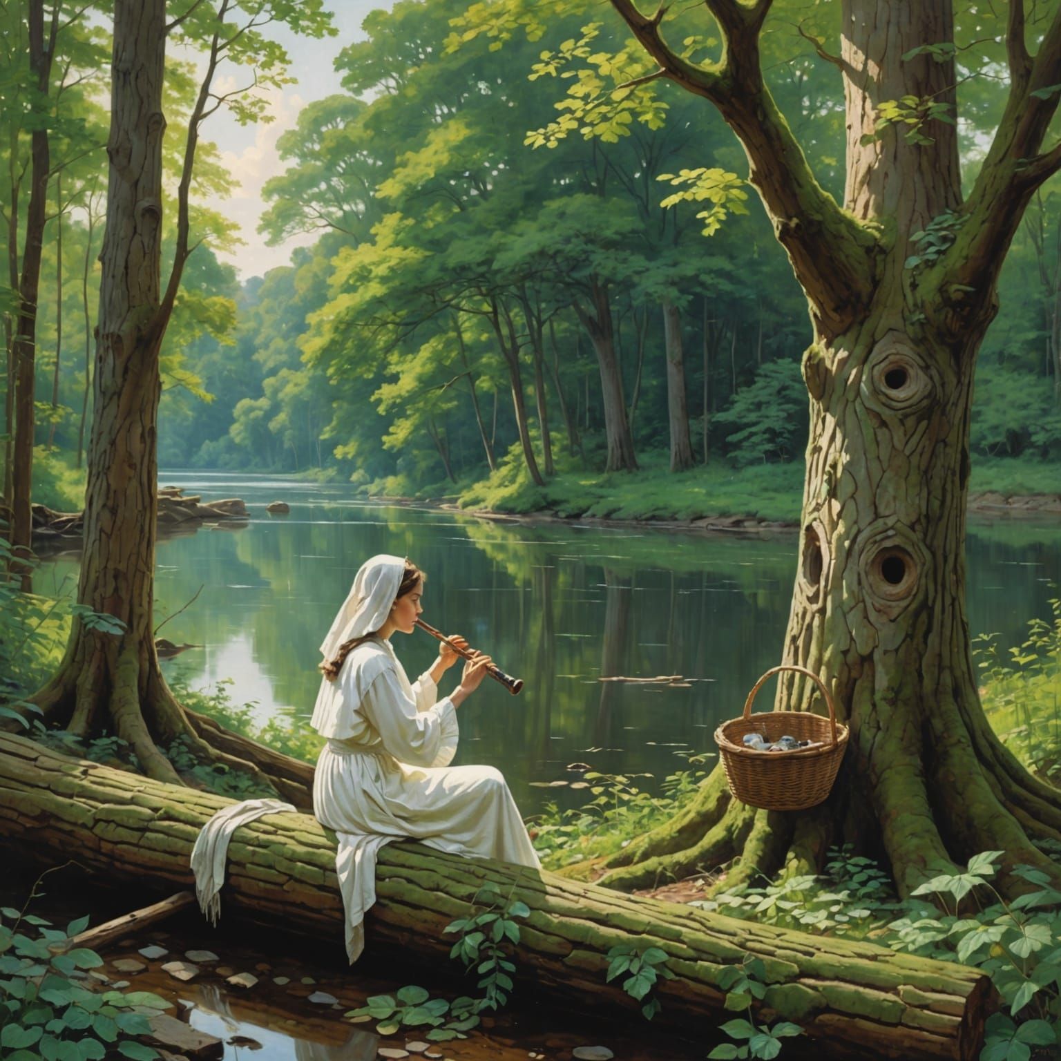 Hidden Face Optical Illusion in Forest Landscape