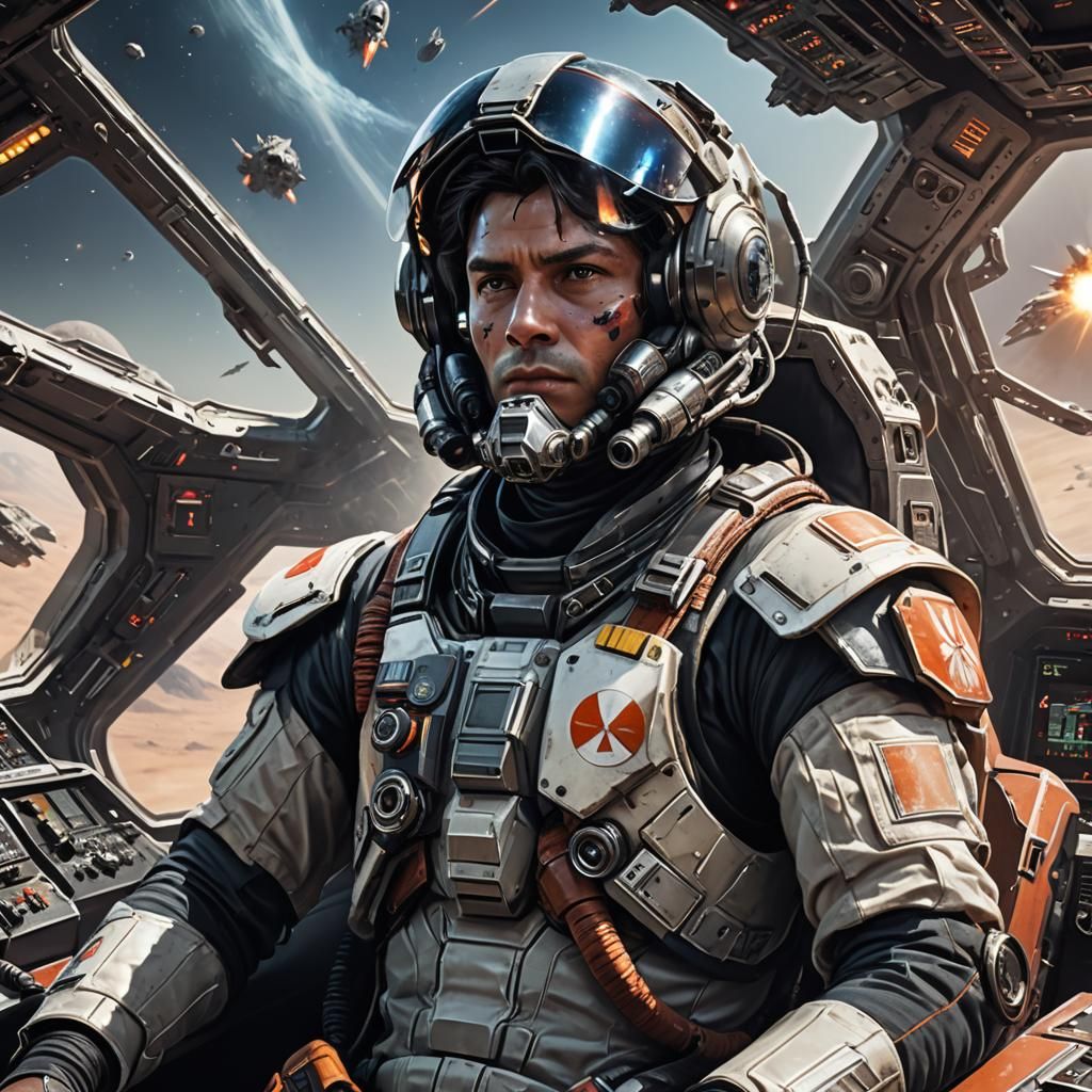 Futuristic Space Fighter Pilot in Dogfight