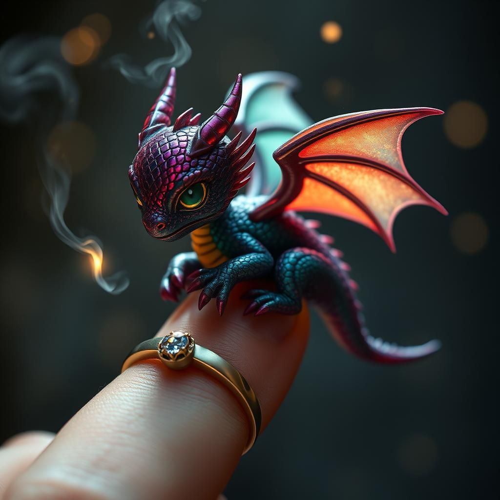 Miniature Fire-Breathing Dragon on a Finger