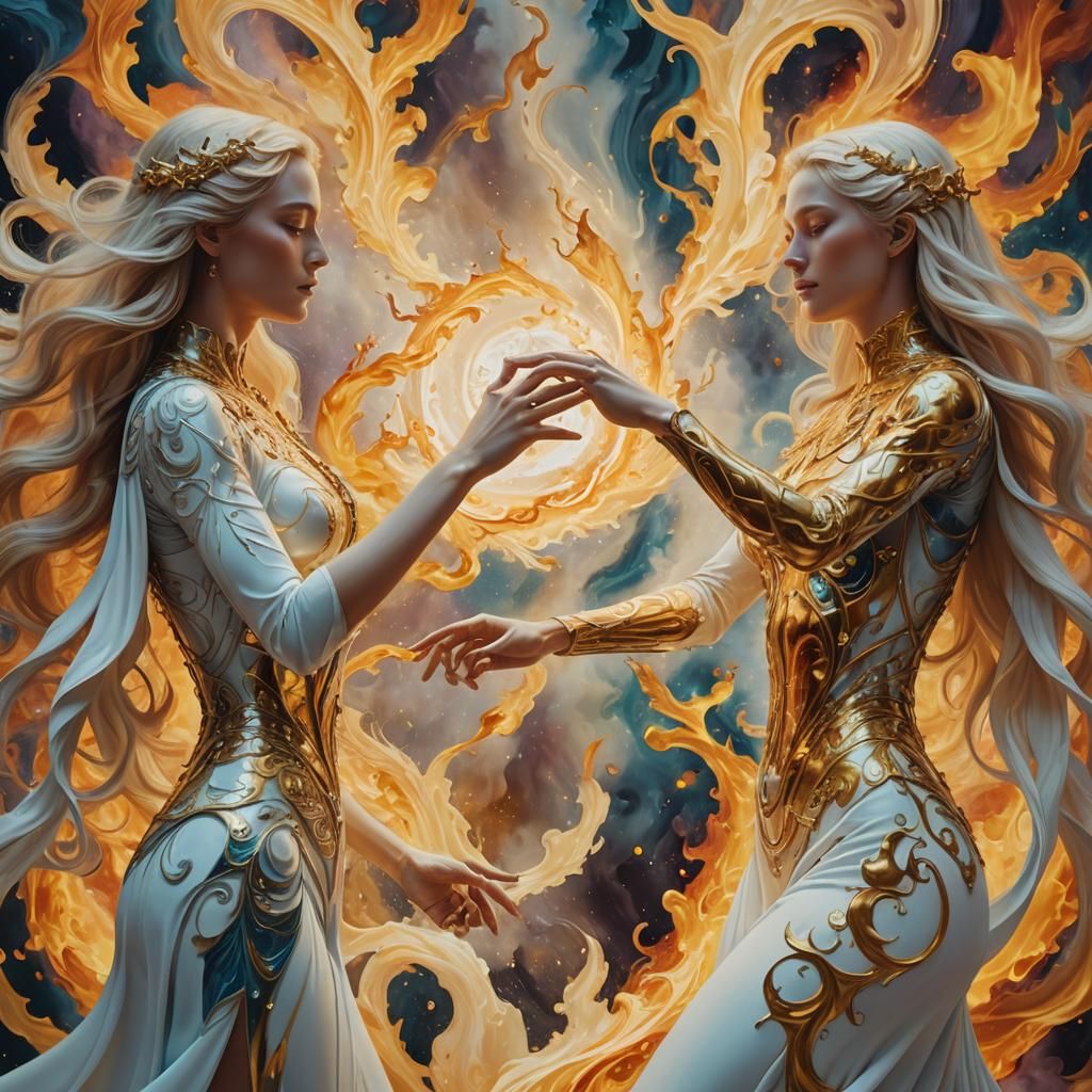 Harmonizing Energies: Surreal Digital Alchemy Painting