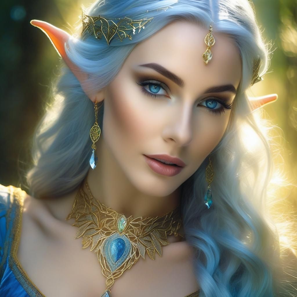 Hauntingly Beautiful Elf with Porcelain Skin and Blue Eyes