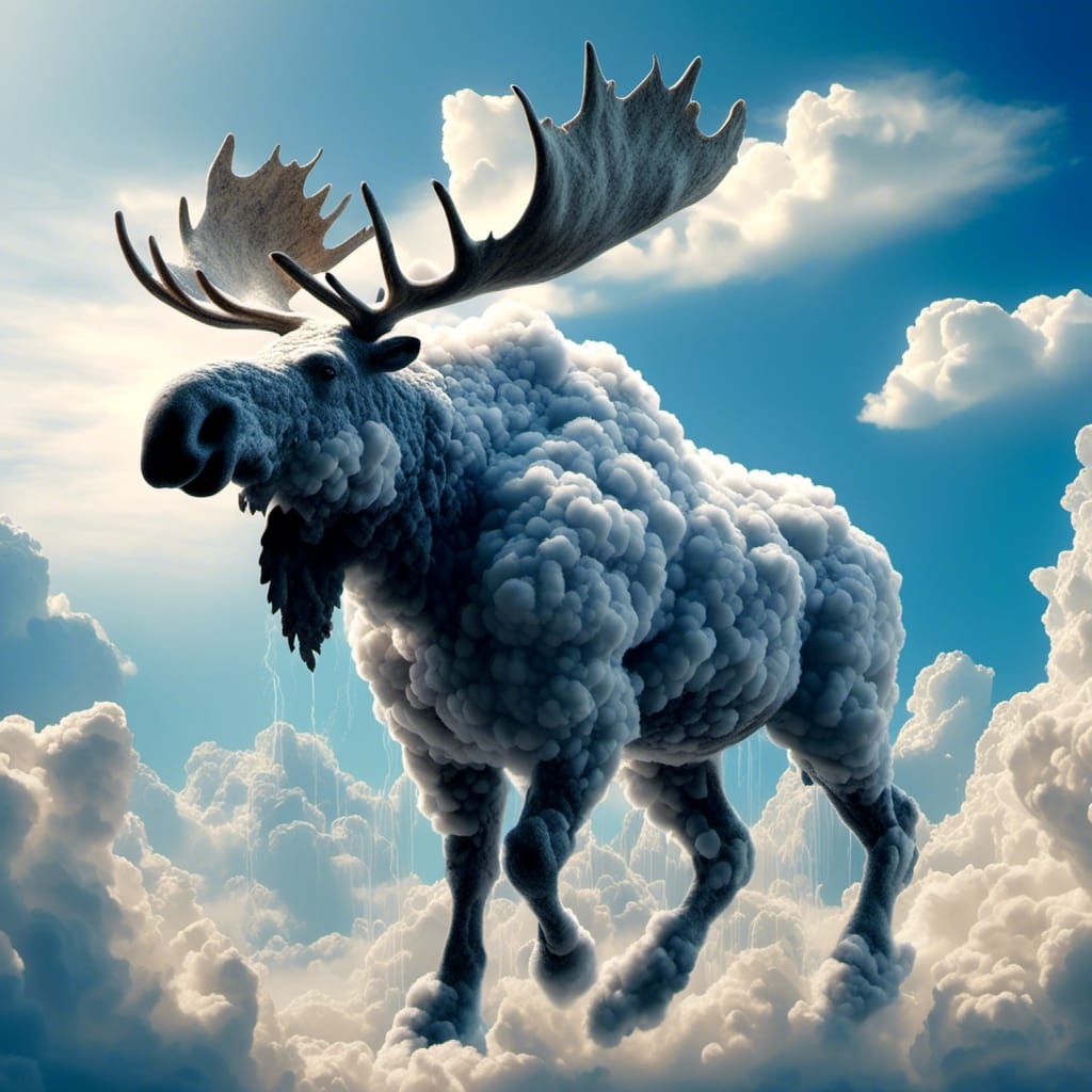 Thundercloud Moose Striding Across Stormy Sky