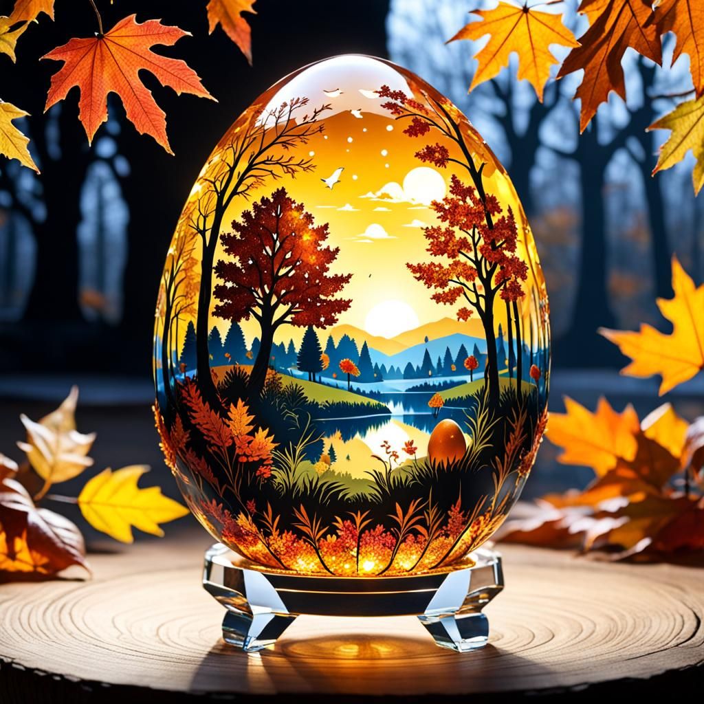 crystal egg, autumn, fontaines en sologne,