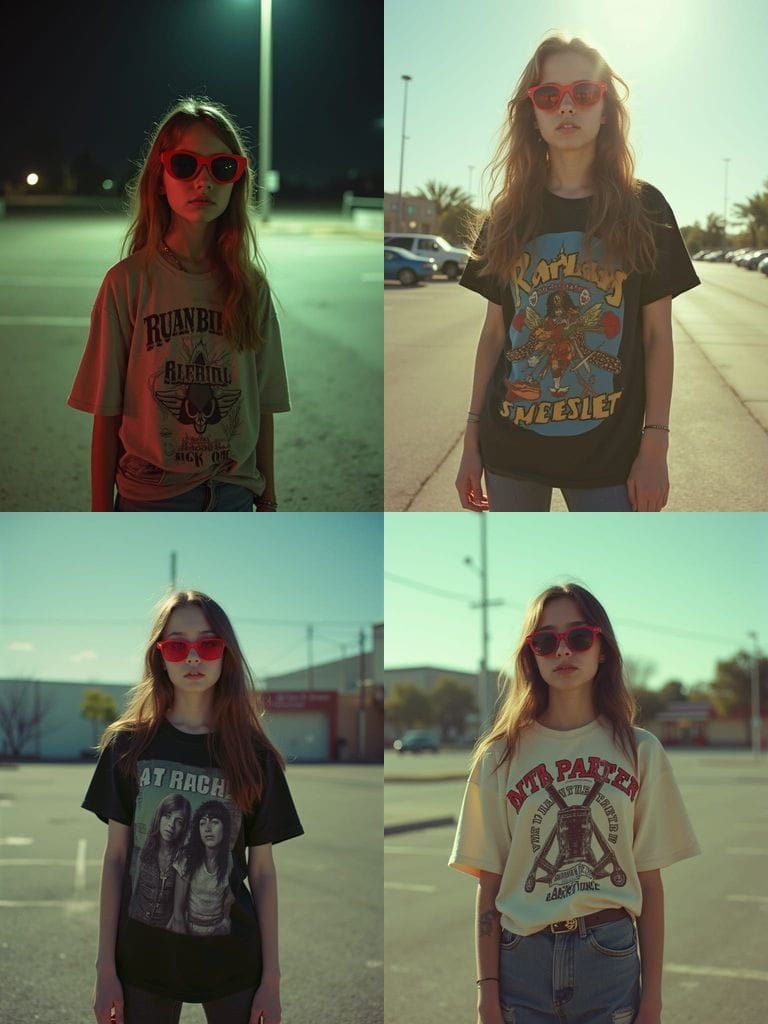 Teenage Girl in Grunge Style with Red Sunglasses