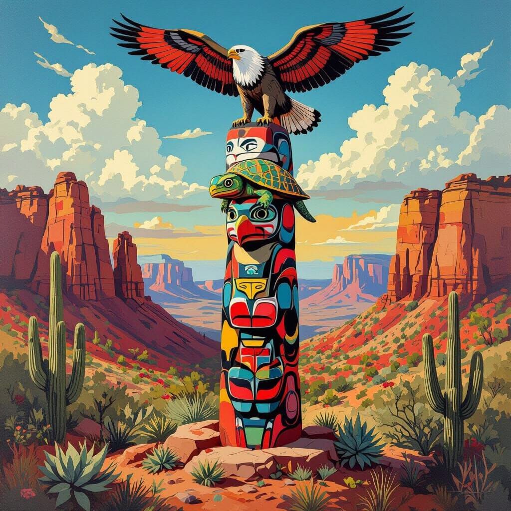 Totem Pole in Arizona Canyon, Surreal Fantasy Art